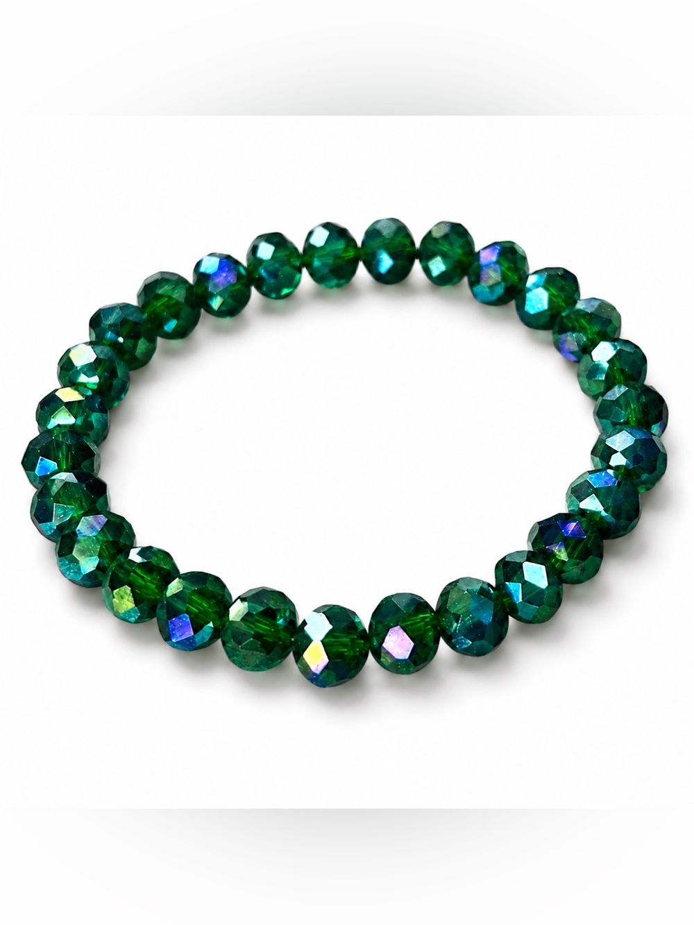 Green Faceted Glass Bracelet
